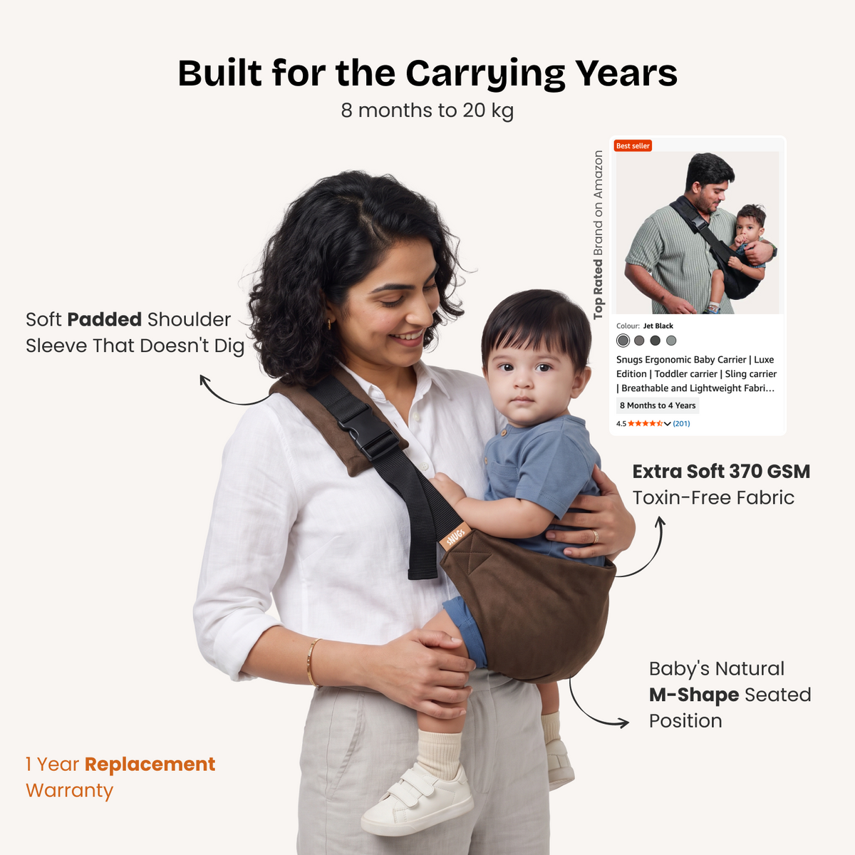 Snugs Sideways Carrier - Ebony