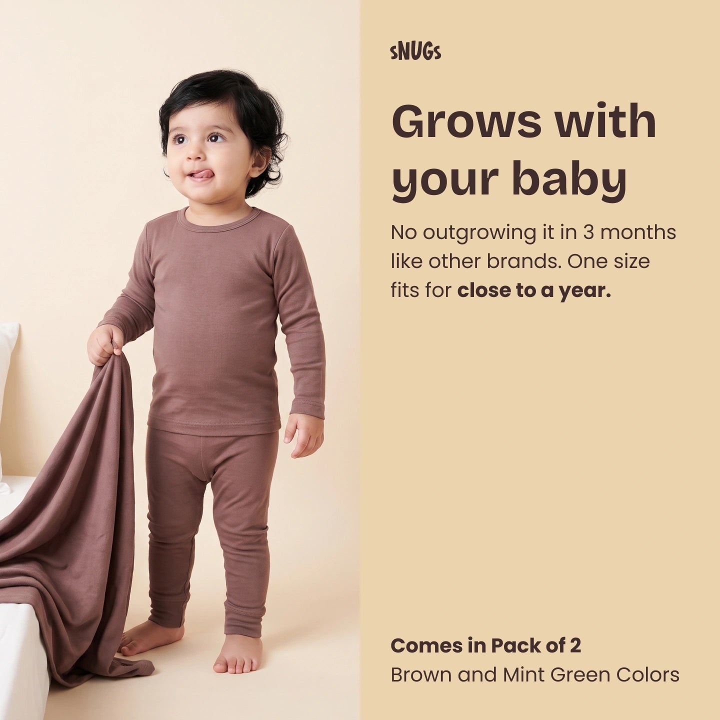Easy Romper Brown + Green - Pack of 2