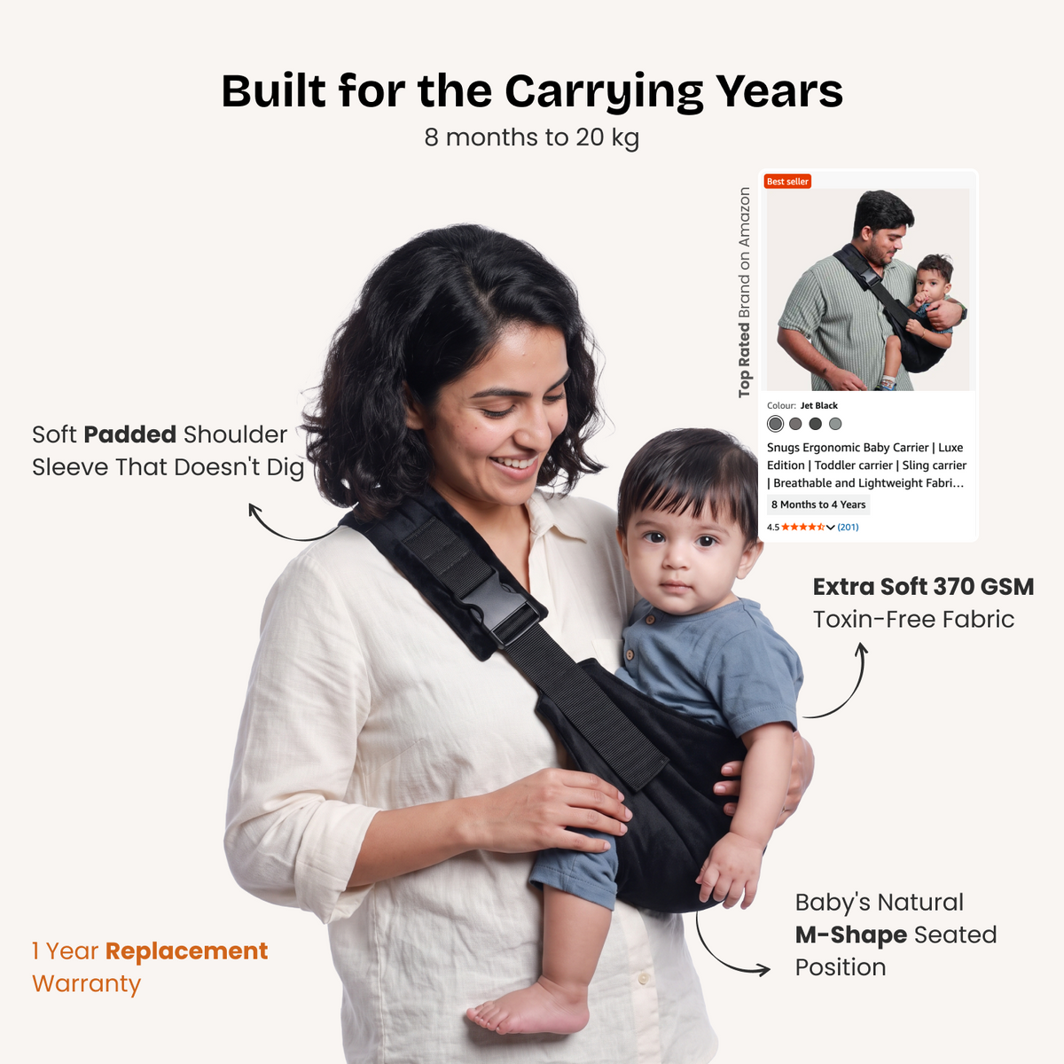 Snugs Sideways Carrier - Jet Black